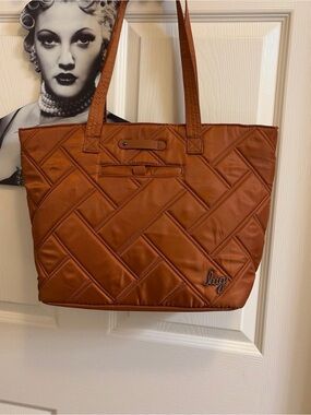 lug Quilted Tote in Cognac